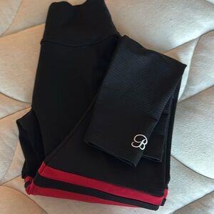 Bombshell Sportswear Black Leggings with Red Stripes